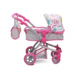 Moni Toys Pink rose játék mózes kosaras babakocsi