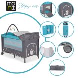 MONI Sleepy összecsukható luxus utazóágy 2 szint+pelenkázó+ játék türkiz