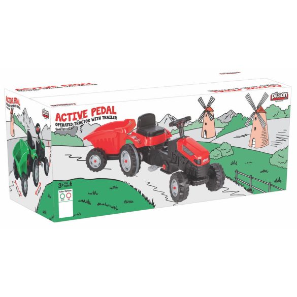 Pilsan traktor pedálos trélerrel 07316 piros