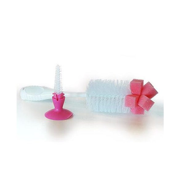 Kézi üveg és cumi tisztító kefe 2in1 PINK