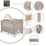 MONI Sleepy összecsukható luxus babaágy 2 szint bézs