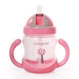 BOO itatópohár szívószállal, fogantyúval 280ml PINK