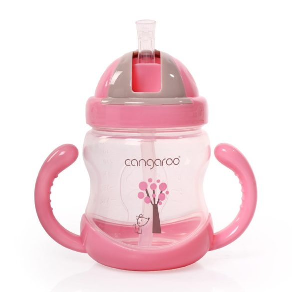 BOO itatópohár szívószállal, fogantyúval 280ml PINK