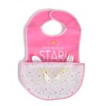 GLAM előke tépőzáras, zsebbel, műanyag PINK