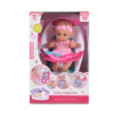 Baba 36 cm-es szett etetőszékkel, tányérral