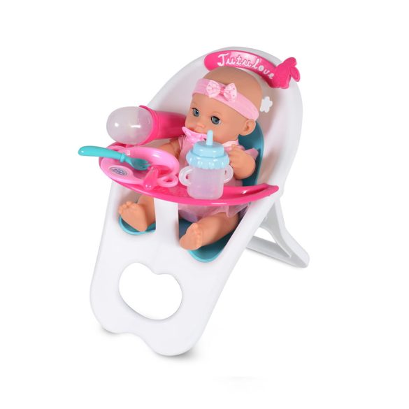 Baba 36 cm-es szett etetőszékkel, tányérral