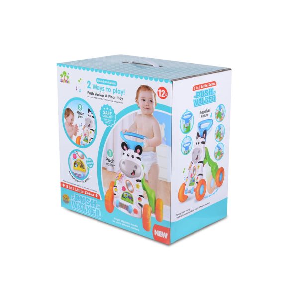 MUSIC PUSH WALKER 2in1 járássegítő zebrás