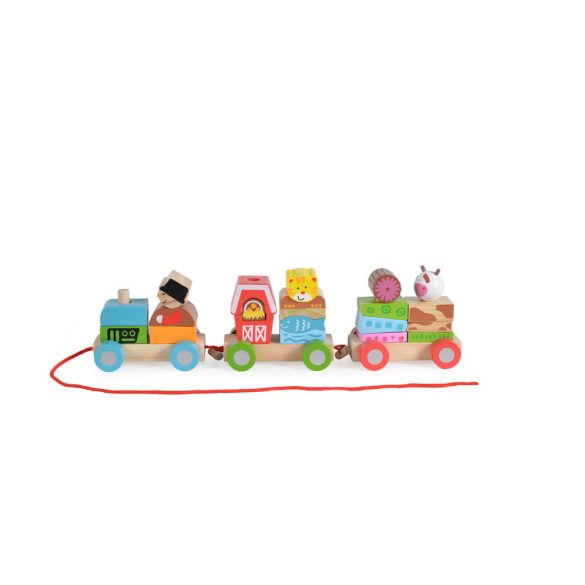 Moni Toys Fa kisvonat állatos 39 cm