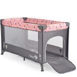 SAFARI utazóágy 1 szintes, zippes kibújóval, állatmintás PINK/rózsa