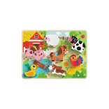 TOOKY Toy fapuzzle kirakó, forma illesztős, farmos 8dbos