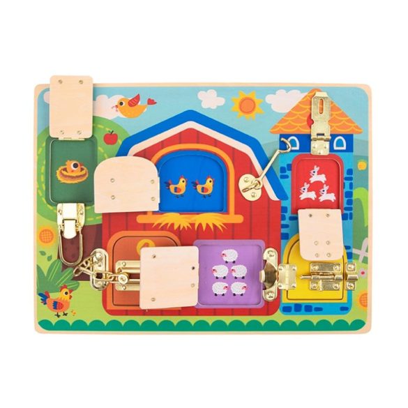 Tooky Toy Reteszes Montessori fa tábla TK044