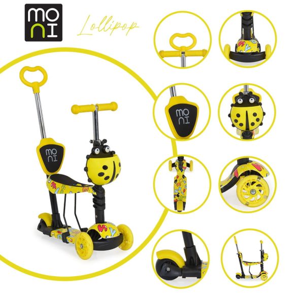 MONI Lollipop roller üléssel katicás sárga
