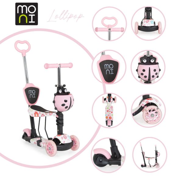 MONI Lollipop roller üléssel katicás pink