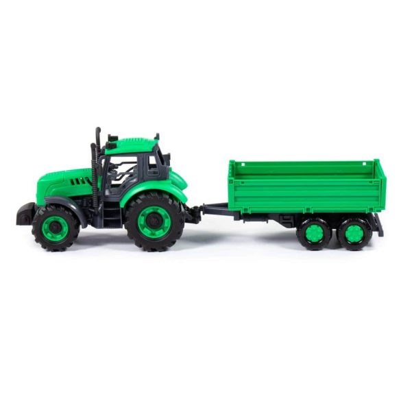 POLESIE Toys lendkerekes  traktor dönthető utánfutóval ZÖLD