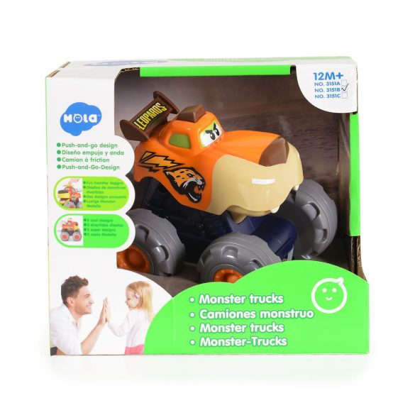 HOLA MONSTER TRUCK Leopard hátrahúzós autó NARANCS
