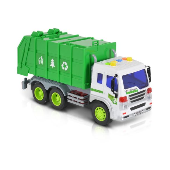 Moni Toys Kisautó kukásautó 1:16 emelhető platós zöld