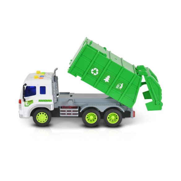 Moni Toys Kisautó kukásautó 1:16 emelhető platós zöld