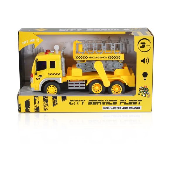 Moni Toys Kisautó emelődarus teherkocsi 1:16 sárga