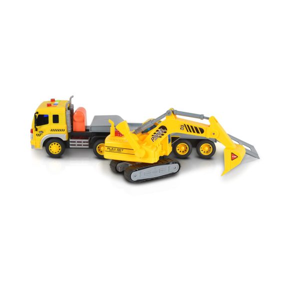 Moni Toys Kisautó teherkocsi darusautóval 1:16 sárga/szürke