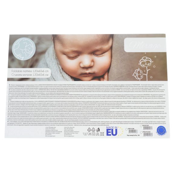 MIRAGE összecsukható 6cm szivacsmatrac textil huzat 120x60cm RÓZSASZÍN
