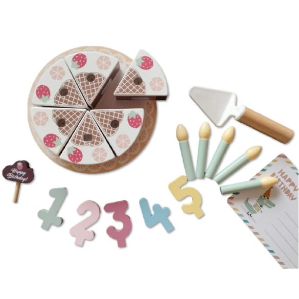TOOKY Toy fajáték SZÜLINAPI torta szett PASZTEL színű