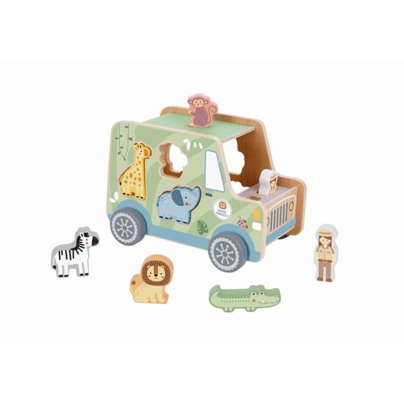TOOKY Toy fa állatos formabedobó autó PASZTEL szín