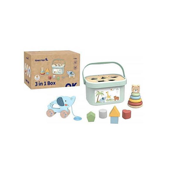 Tooky toy 3in1 készségfejlesztő doboz formabedobóval