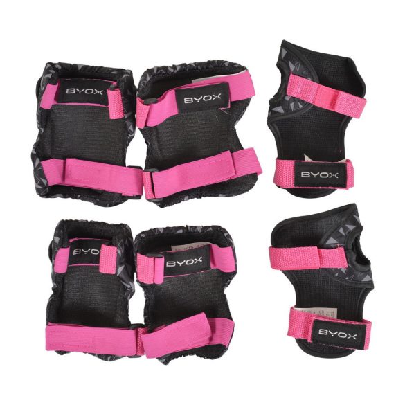 BICIKLIS védőfelszerelés DAZZLE, M méret, 25-50kg-ig, térd, könyök, kézvédő szett PINK