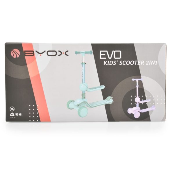 EVO scooter, roller ráülős, átalakítható 2in1 PINK