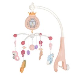   PENGUIN Bed bell zenélő forgó játék kiságyra fehér zajjal PINK
