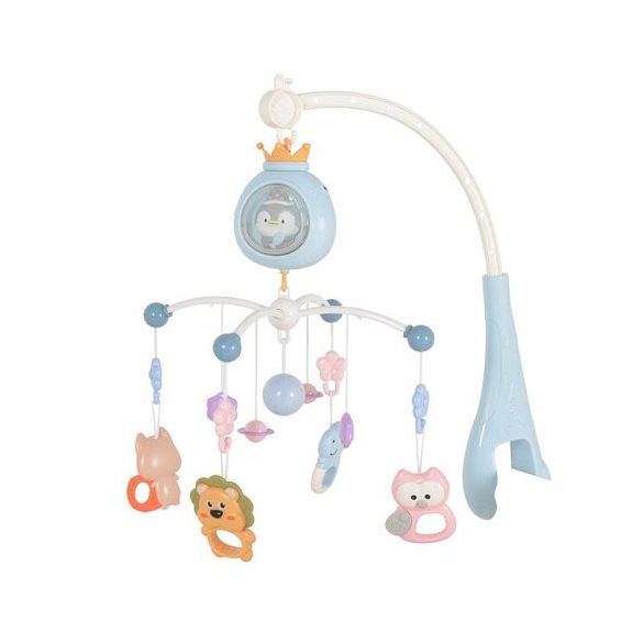 PENGUIN Bed bell zenélő forgó játék kiságyra fehér zajjal KÉK