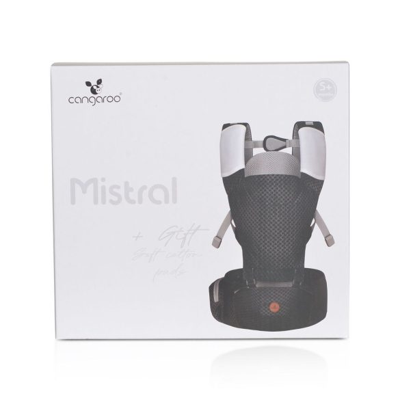 MISTRAL bébi hordozó 3 poziciós, ergonomikus, hálós FEKETE