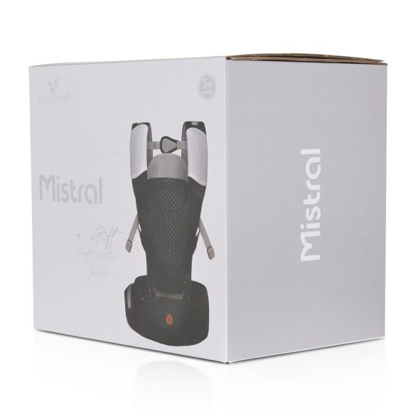 MISTRAL bébi hordozó 3 poziciós, ergonomikus, hálós FEKETE