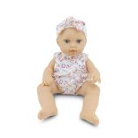 BABA 30cm  újszülött maciruhában kisnyuszival PINK