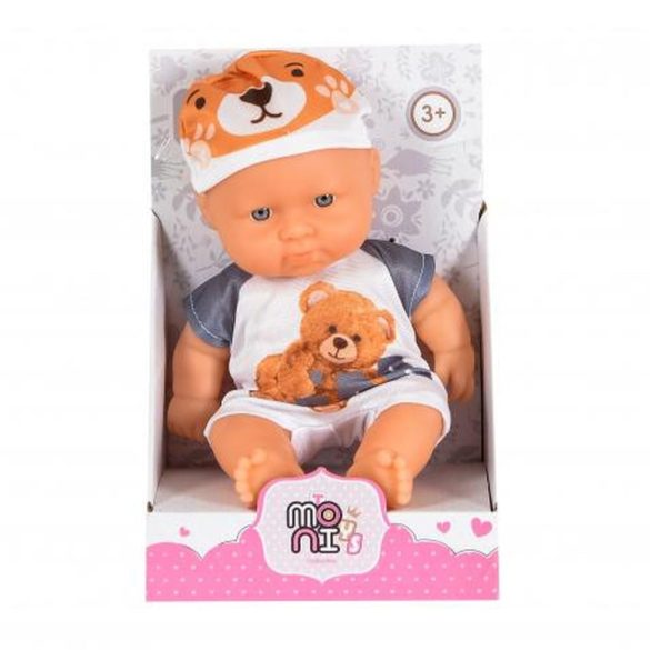 BABA 20cm újszülött Maci ruha FEHÉR/SZÜRKE