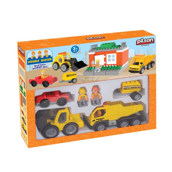 Pilsan  építőkészlet dozer autós 57dbos
