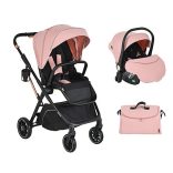 BINGO babakocsi  SZETT újszülött kortól 22kg-ig 2in1 sport+váz+hordozó PINK