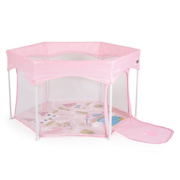 PLAYBOX utazó járóka 6szögletű PINK