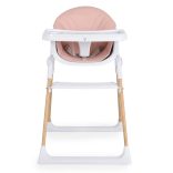 ALMOND etetőszék bőr ülés fa lábakkal PINK