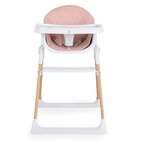 ALMOND etetőszék bőr ülés fa lábakkal PINK
