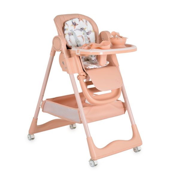 SURPRISE etetőszék szilikon tányérral, evőeszközzel, előkével PINK