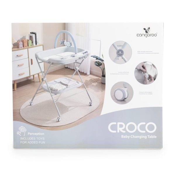 CROCO multifunkciós, összecsukható pelenkázó asztal SZÜRKE