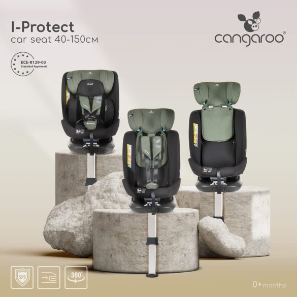 i-PROTECT autós ülés 40-150cm támasztólábbal 360 forgatható PINK