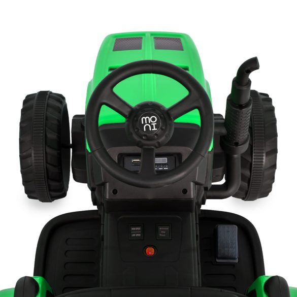 BO DALLAS elektromos traktor trélerrel 12V 140cm ZÖLD