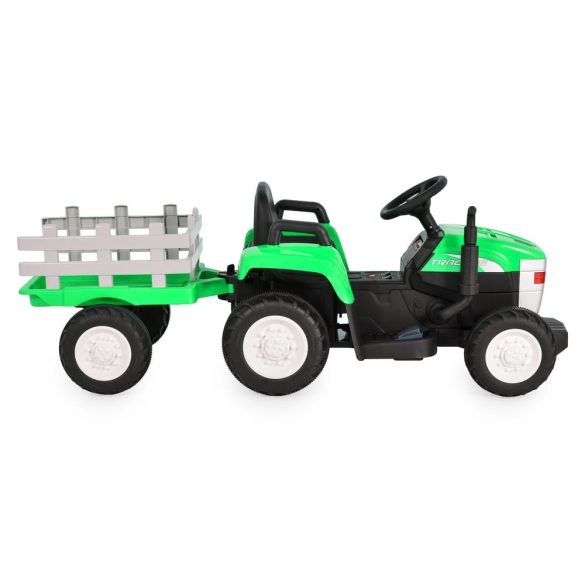 BO DALLAS elektromos traktor trélerrel 12V 140cm ZÖLD