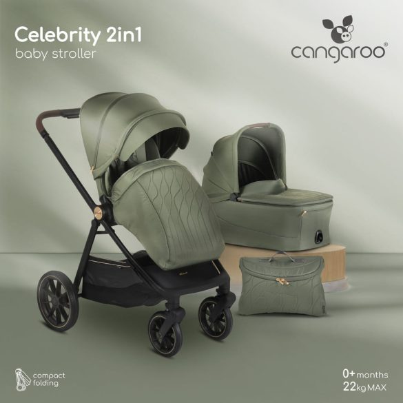 CELEBRITY  multifunkciós 2 részes 2IN1 babakocsi szett ZÖLD