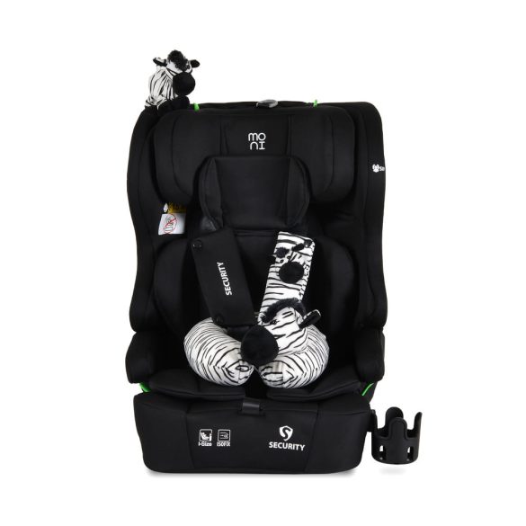 SECURITY autós ülés belső övvel, isofix, ajándék 2plüss+párna 76-150cm FEKETE