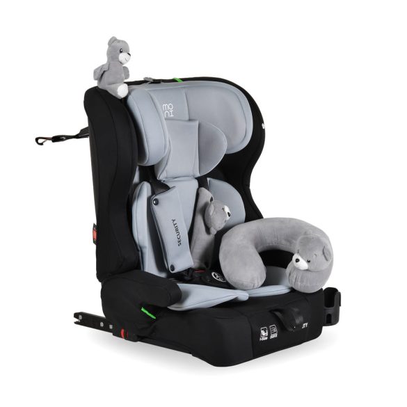SECURITY autós ülés belső övvel, isofix, ajándék 2plüss+párna 76-150cm SZÜRKE