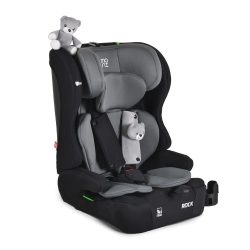 ROCK autós ülés 76-150cm, 2játékkal, pohártartó, belső öv, isofix nélkül SZÜRKE