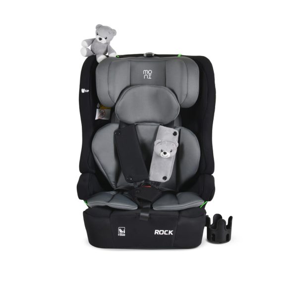 ROCK autós ülés 76-150cm, 2játékkal, pohártartó, belső öv, isofix nélkül SZÜRKE